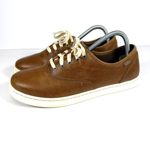 LL BEAN Women's sneakers 9M Brown Leather Low Top Lace Up - Picture 2 of 11